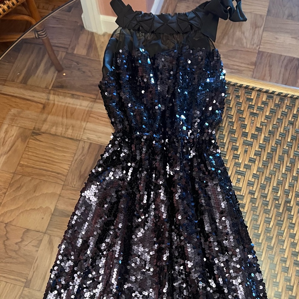 Tahari Navy Blue All-Sequin Cocktail Dress